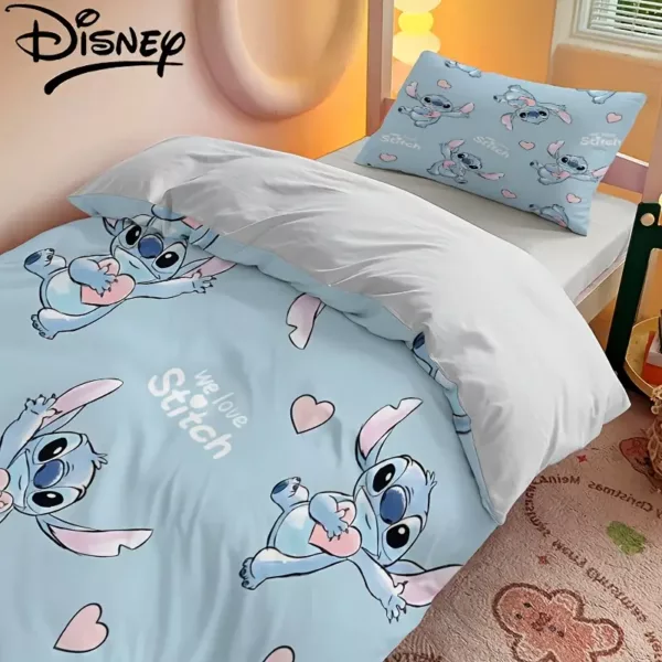 Housse de couette Stitch 3 pièces en polyester doux – thème anime lavable