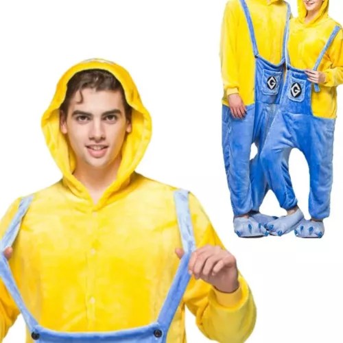 Pyjama kigurumi ours en polaire douce jaune avec capuche et poches