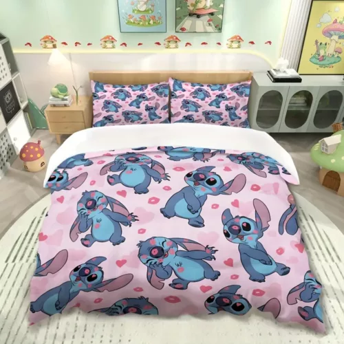 Parure de lit Lilo & Stitch 3 pièces – motif Disney enfant – coton doux