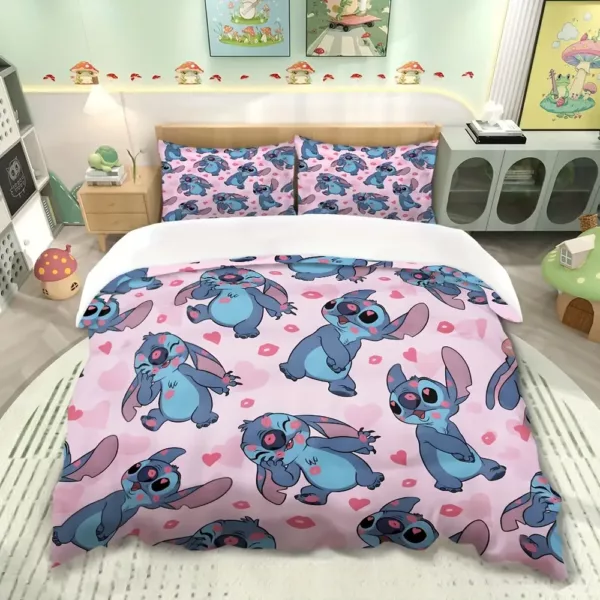 Parure de lit Lilo & Stitch 3 pièces – motif Disney enfant – coton doux