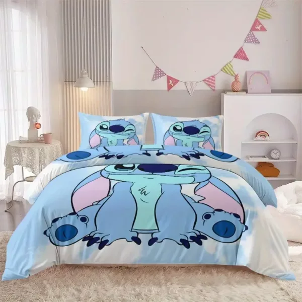 Parure de lit Stitch 3 pièces en microfibre douce – housse de couette et taies