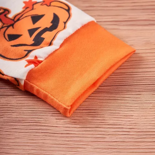 Barboteuse bébé Halloween – body manches longues motif citrouille et étoiles