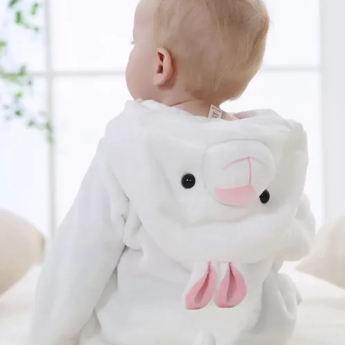 Combinaison bébé hiver doublée chaude – grenouillère doux motif animal avec capuche