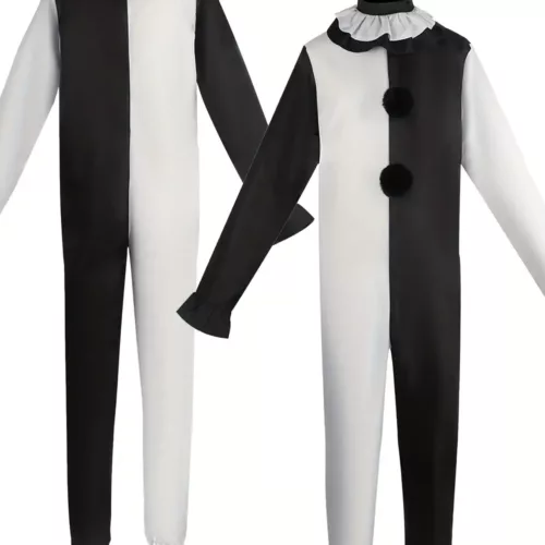 Costume de clown d’horreur pour homme – combinaison zippée avec visage sanglant