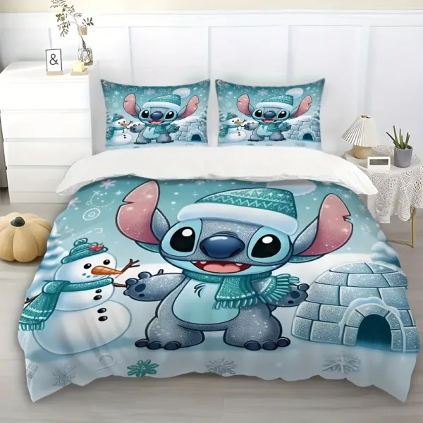 Parure de lit 3 pièces Lilo & Stitch – housse de couette dessin animé doux coton