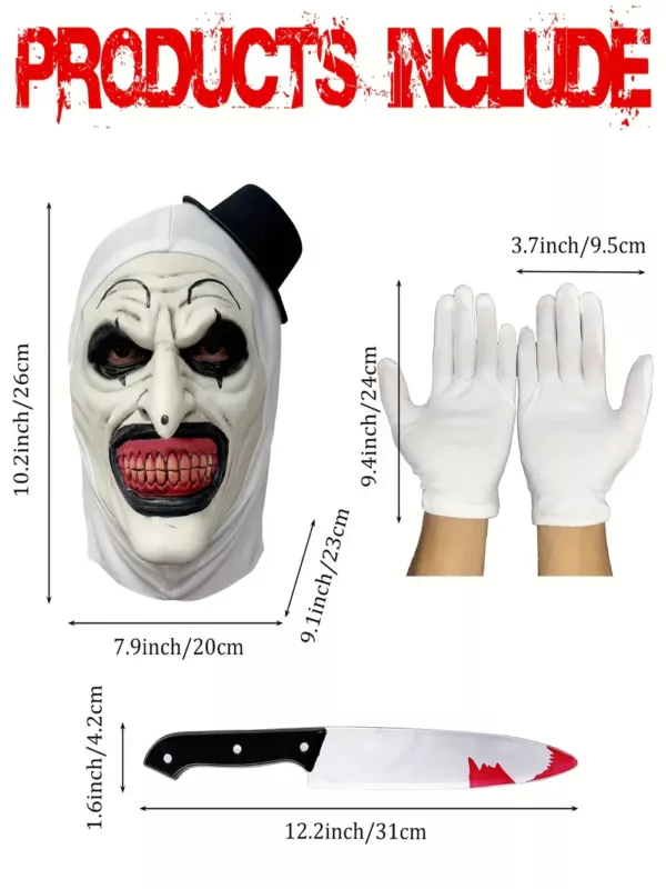 Costume de clown d’horreur pour homme – combinaison zippée avec visage sanglant