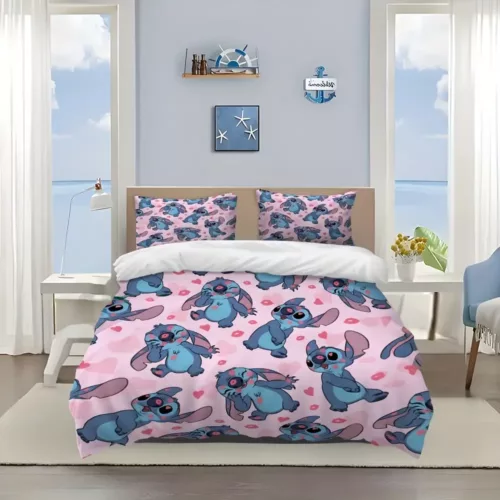 Parure de lit Lilo & Stitch 3 pièces – motif Disney enfant – coton doux