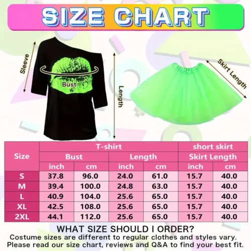 Déguisement femme années 80 – ensemble 29 pièces accessoires rétro fluo party