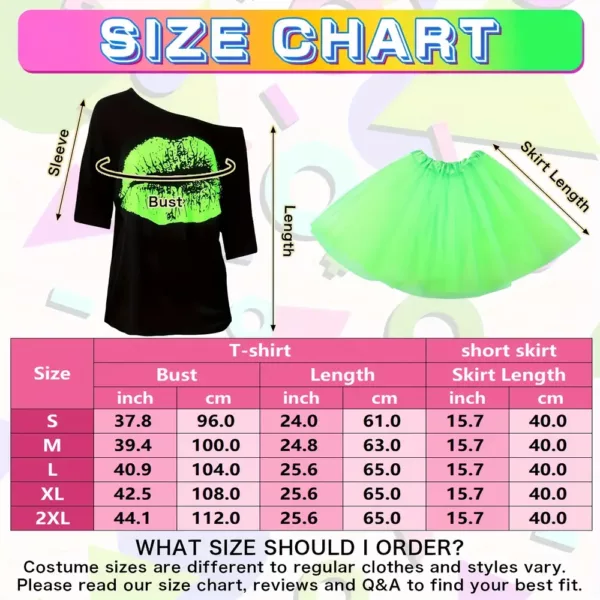 Déguisement femme années 80 – ensemble 29 pièces accessoires rétro fluo party