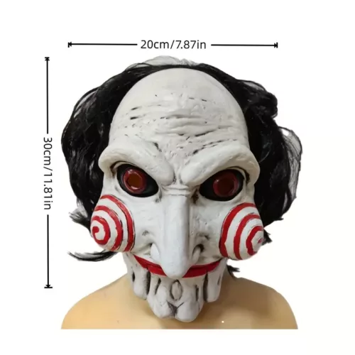Masque clown effrayant en latex – style horreur Saw pour Halloween et cosplay