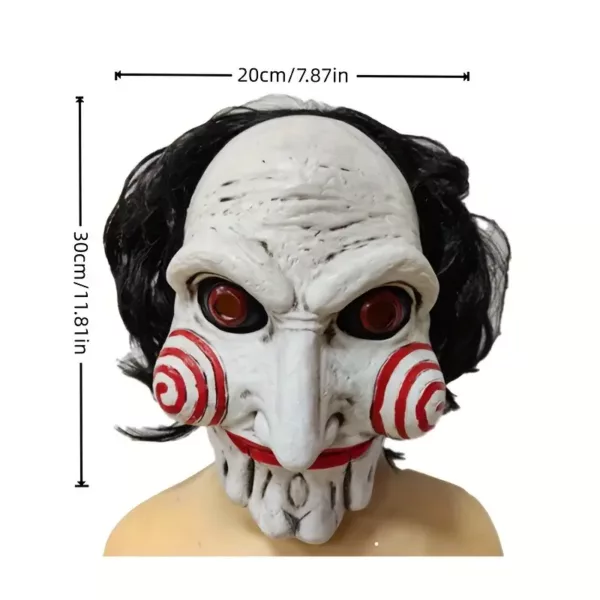 Masque clown effrayant en latex – style horreur Saw pour Halloween et cosplay