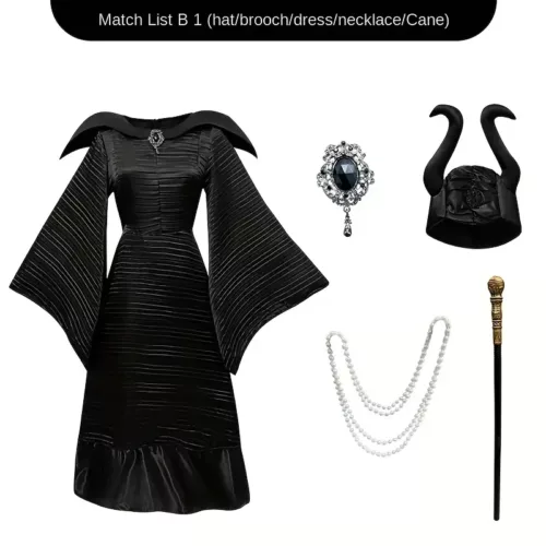 Costume sorcière femme avec cape et chapeau – Déguisement gothique Maléfique
