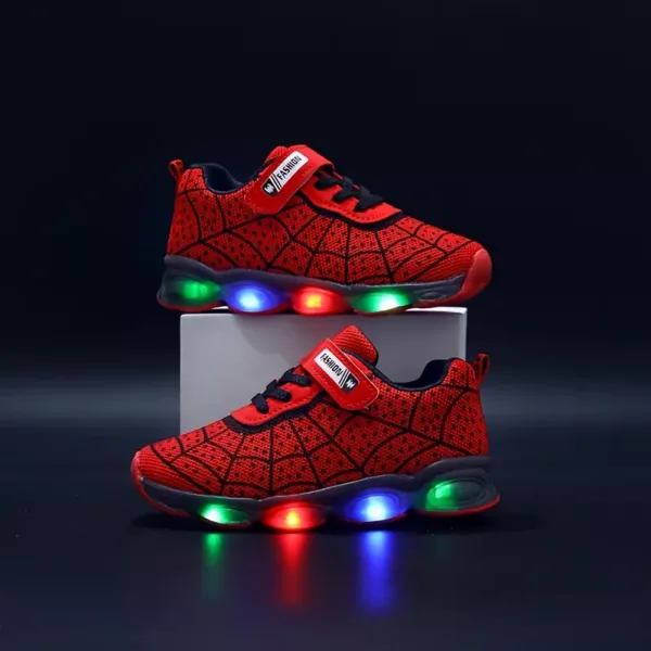 Baskets enfant à LED motif toile d'araignée – style lumineux Spider-Man