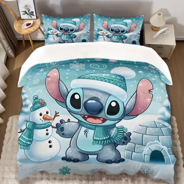 Parure de lit 3 pièces Lilo & Stitch – housse de couette dessin animé doux coton