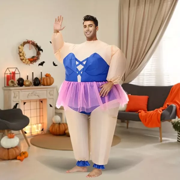 Costume gonflable sumo violet – déguisement humoristique pour Halloween et spectacle