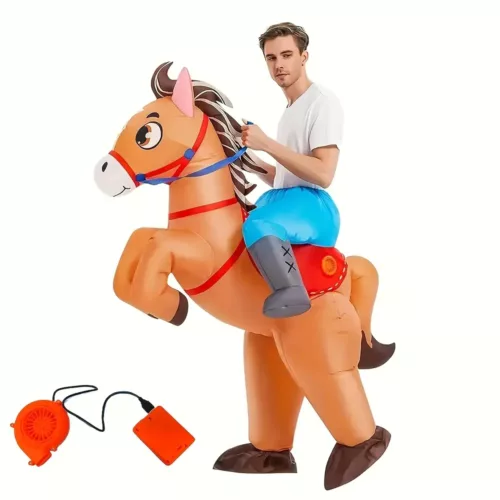 Costume gonflable cheval cartoon en polyester – déguisement drôle Halloween