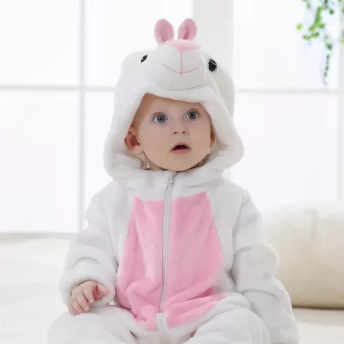 Combinaison bébé hiver doublée chaude – grenouillère doux motif animal avec capuche