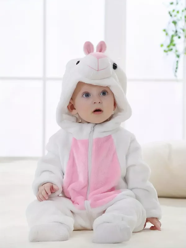 Combinaison bébé hiver doublée chaude – grenouillère doux motif animal avec capuche