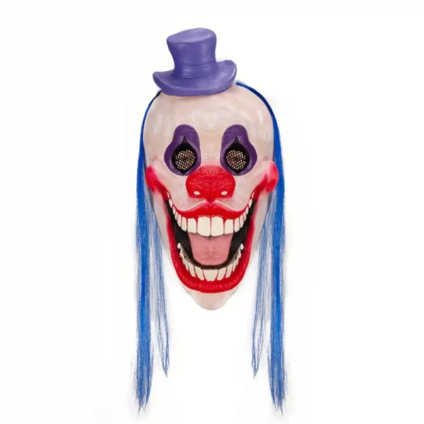 Masque de clown effrayant avec chapeau et perruque – déguisement Halloween réaliste