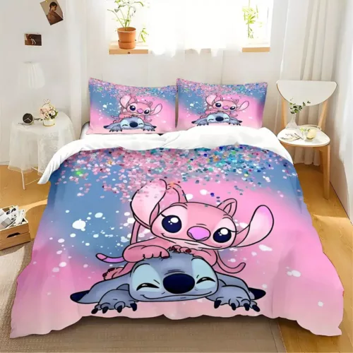 Parure de lit Stitch Disney – housse de couette 2 ou 3 pièces motif mignon
