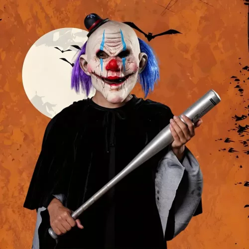 Masque de clown effrayant en latex pour Halloween – accessoire de déguisement