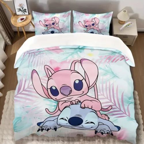 Parure de lit Lilo & Stitch 3 pièces – housse de couette et 2 taies douce