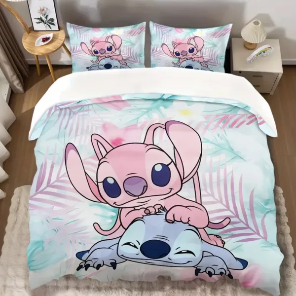 Parure de lit Lilo & Stitch 3 pièces – housse de couette et 2 taies douce