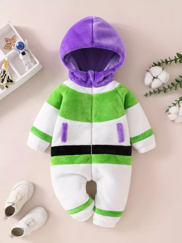 Combinaison bébé en peluche ultra douce – avec capuche et fermeture zippée