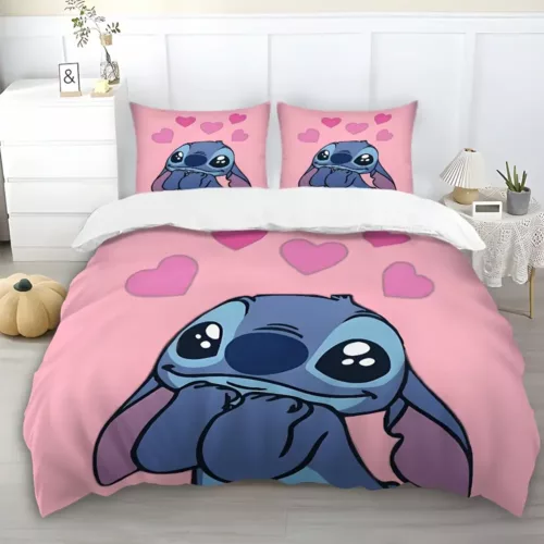 Parure de lit 3 pièces Lilo et Stitch – motif dessin animé doux et ludique