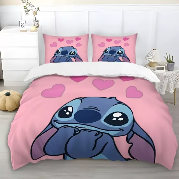 Parure de lit 3 pièces Lilo et Stitch – motif dessin animé doux et ludique