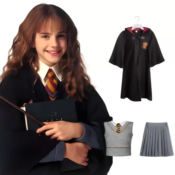 Déguisement Hermione Granger fille – robe sorcière Gryffindor avec accessoires
