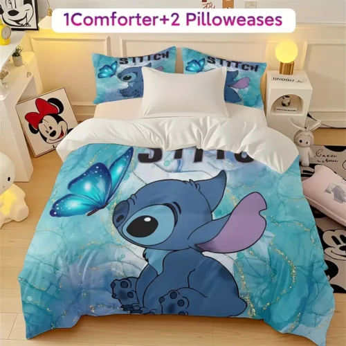 Parure de lit Stitch 2 ou 3 pièces – douce et confortable pour chambre ou dortoir