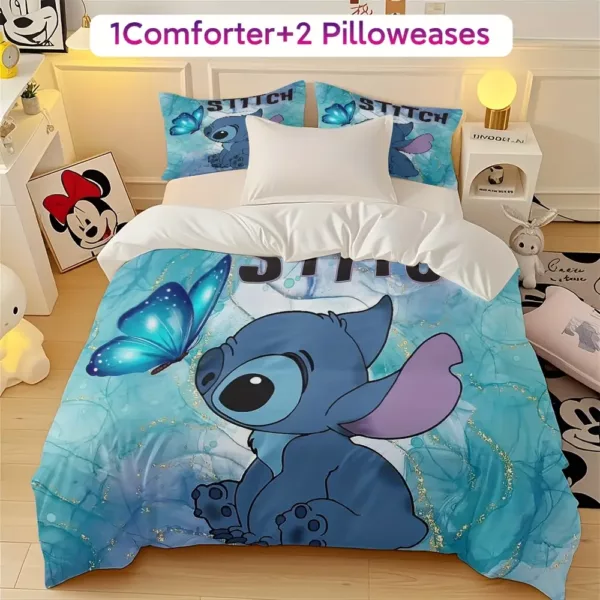 Parure de lit Stitch 2 ou 3 pièces – douce et confortable pour chambre ou dortoir