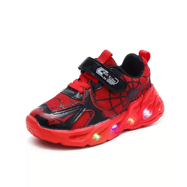 Baskets enfant à LED avec motif toile d'araignée – légères et respirantes