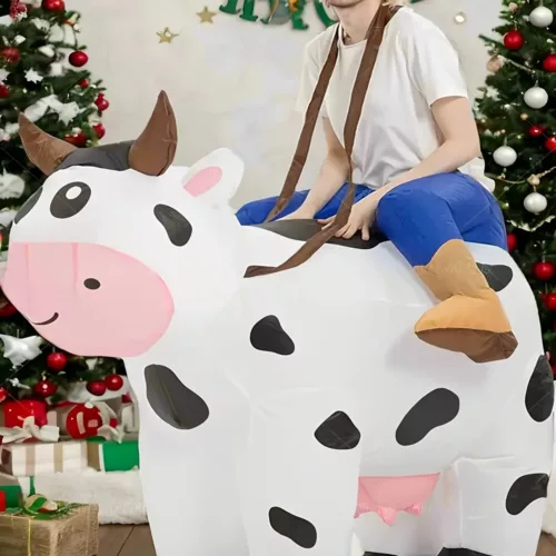 Déguisement vache gonflable adulte avec gonfleur intégré – tenue amusante Halloween