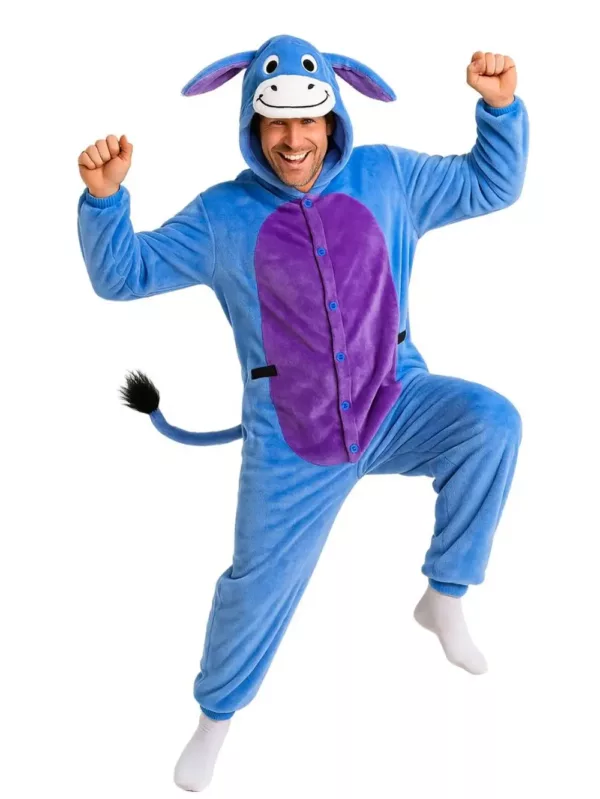 Pyjama kigurumi âne avec capuche et poches – déguisement doux type cosplay