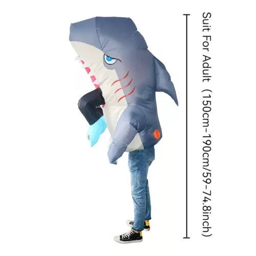 Costume gonflable requin bleu USB – déguisement drôle pour fête et spectacle