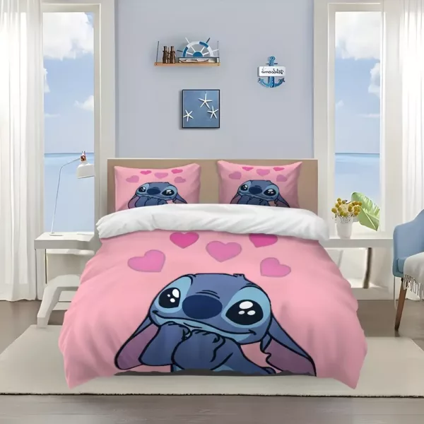 Parure de lit 3 pièces Lilo et Stitch – motif dessin animé doux et ludique