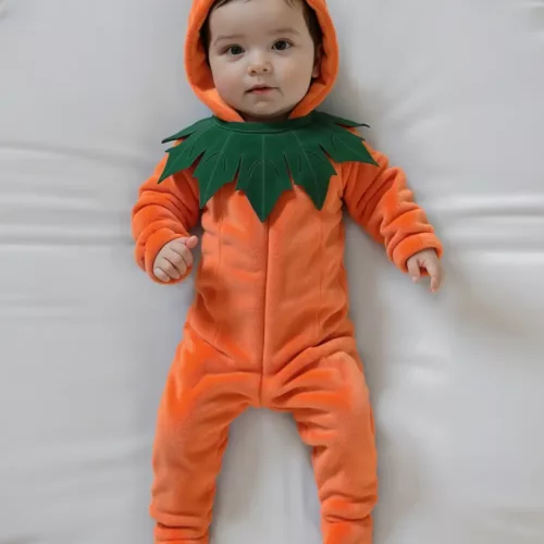 Déguisement bébé citrouille Halloween – combinaison à capuche douce et mignonne