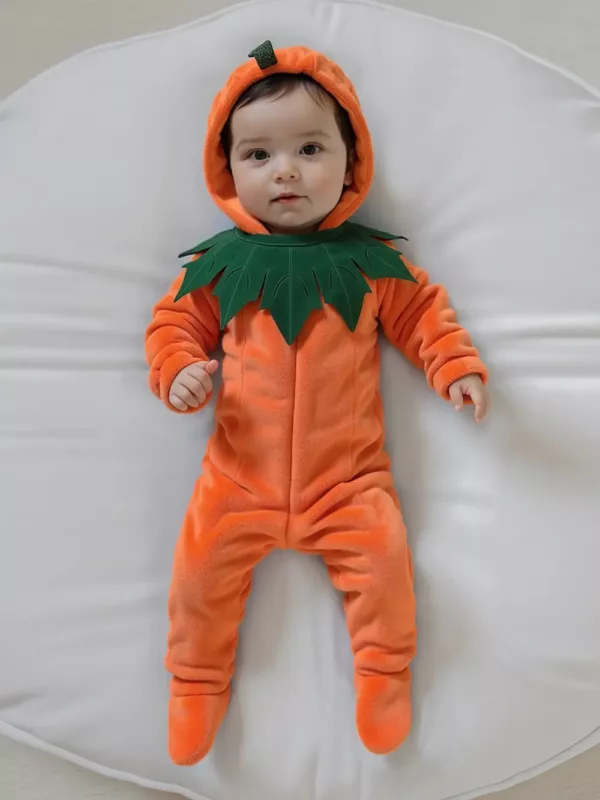 Déguisement bébé citrouille Halloween – combinaison à capuche douce et mignonne