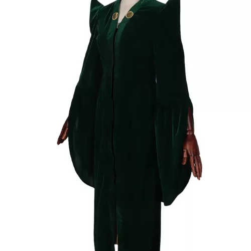 Costume sorcière directrice longue cape verte style McGonagall pour cosplay