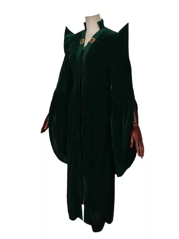 Costume sorcière directrice longue cape verte style McGonagall pour cosplay