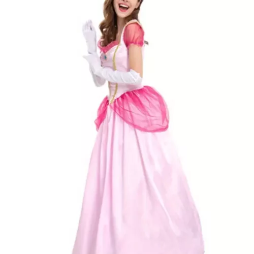 Robe princesse fille satin élégant avec couronne dorée – déguisement féerique