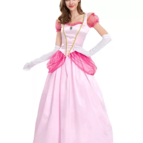 Robe princesse fille satin élégant avec couronne dorée – déguisement féerique