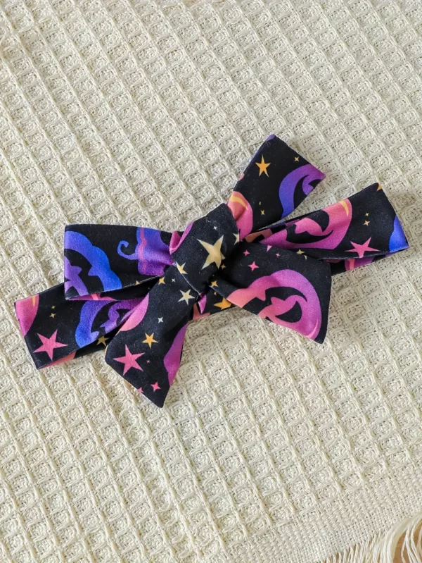 Ensemble 3 pièces bébé fille Halloween – barboteuse, bandeau et combinaison imprimés sorcière et citrouille