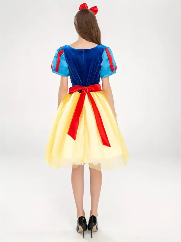 Costume de princesse Blanche-Neige scintillant avec accessoire de coiffure cosplay