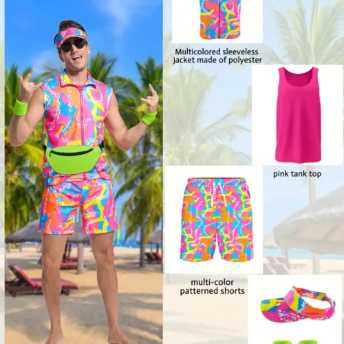 Déguisement vintage homme 6 pièces – Costume années 80 idéal soirée à thème