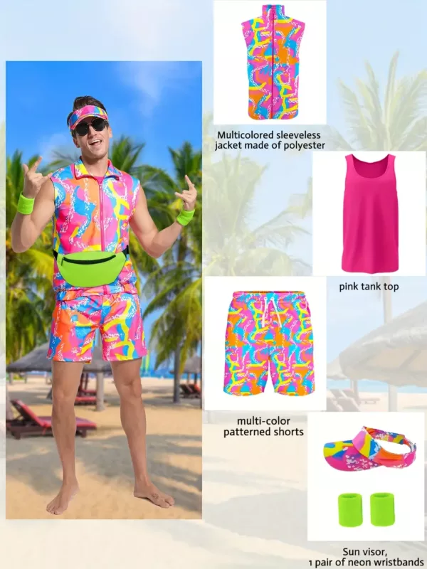 Déguisement vintage homme 6 pièces – Costume années 80 idéal soirée à thème