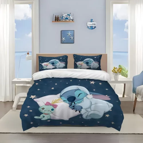 Parure de lit 3 pièces Lilo & Stitch – motif dessin animé doux et amusant