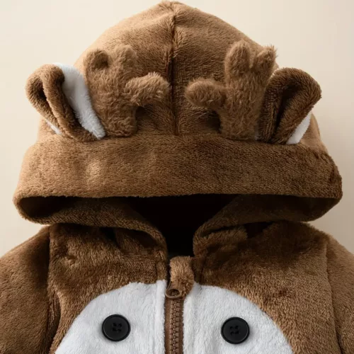 Barboteuse bébé à capuche avec oreilles 3D – motif animal doux et ludique